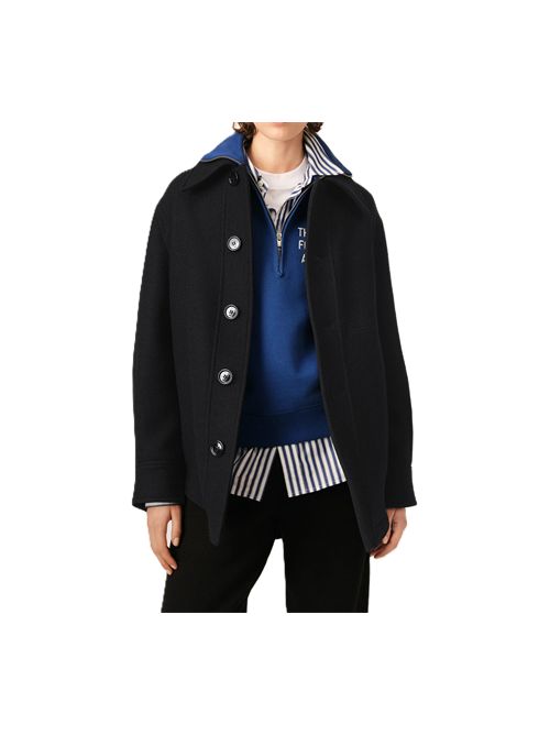 Giacca abbottonata in gabardine di lana cotta. Ami Paris | UJK936.WV0078001 BLACK